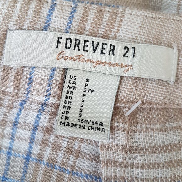 Forever 21 Tan/Blue Stripe Linen Skirt, S - NWT - Picture 4 of 6